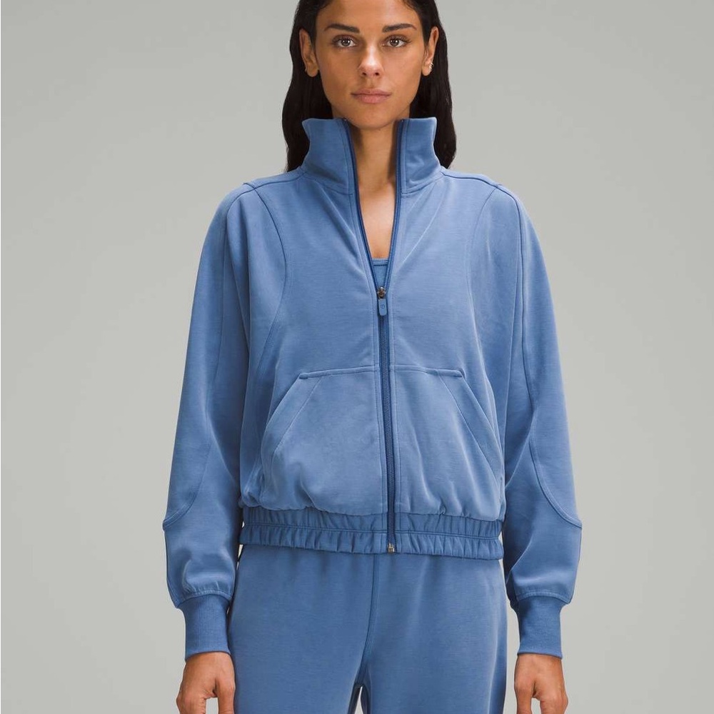 Lululemon Brushed Softstreme Funnel-Neck Zip Up Pitch Blue sz8 #0027